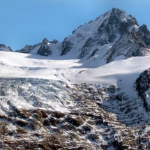 Aiguille du Chardonnet in the Montblanc group, seen from Aiguillettes des Possettes. A nice tour from the Col des Montets, closed to Chamonix in France